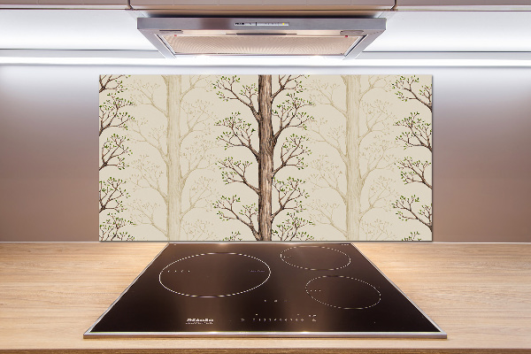 Rivestimento parete cucina con motivo alberi