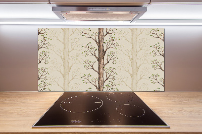 Rivestimento parete cucina con motivo alberi