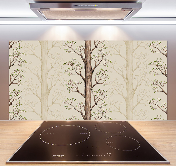 Rivestimento parete cucina con motivo alberi