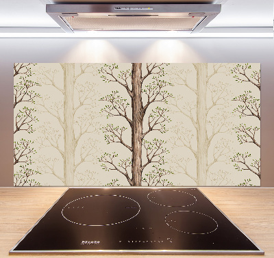 Rivestimento parete cucina con motivo alberi