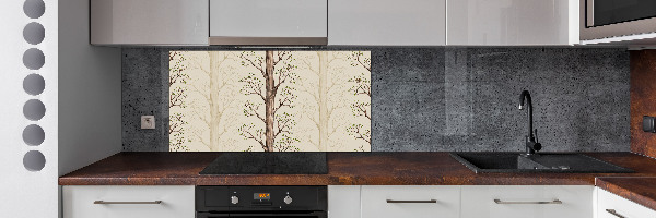Rivestimento parete cucina con motivo alberi