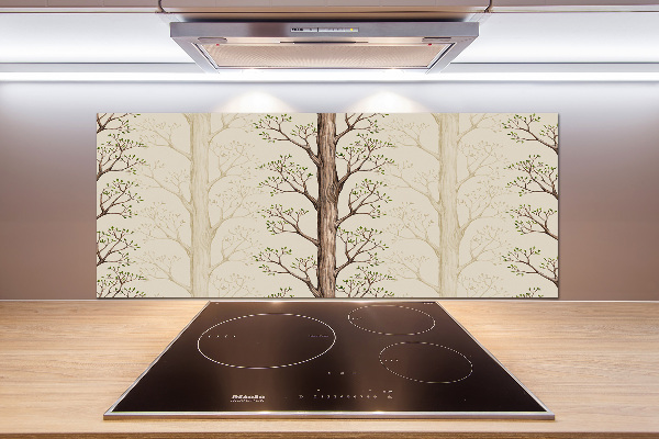 Rivestimento parete cucina con motivo alberi