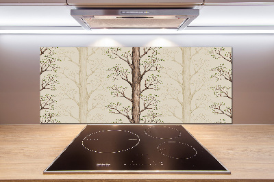 Rivestimento parete cucina con motivo alberi