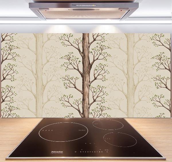 Rivestimento parete cucina con motivo alberi