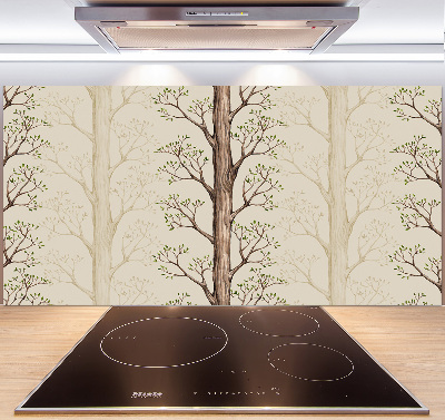 Rivestimento parete cucina con motivo alberi