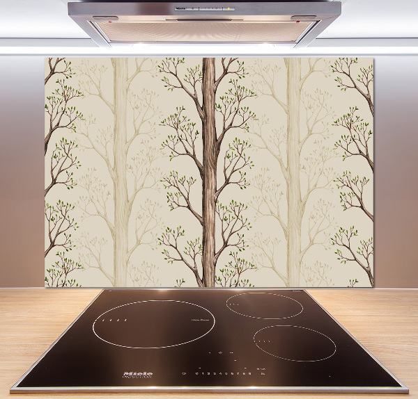 Rivestimento parete cucina con motivo alberi