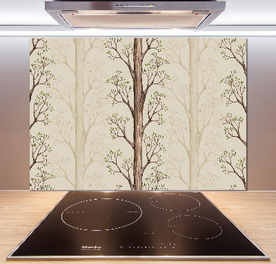Rivestimento parete cucina con motivo alberi