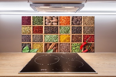 Pannello paraschizzi cucina con decorazione a tema spezie ed erbe aromatiche