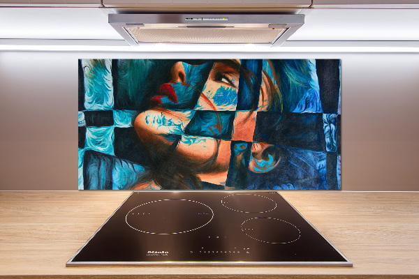 Pannello retrocucina con stampa di donna astratta