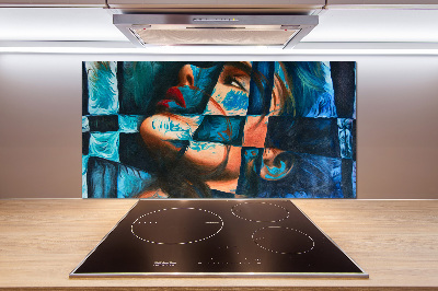 Pannello retrocucina con stampa di donna astratta