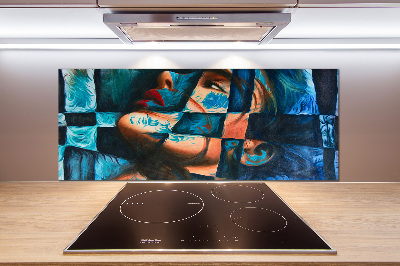 Pannello retrocucina con stampa di donna astratta