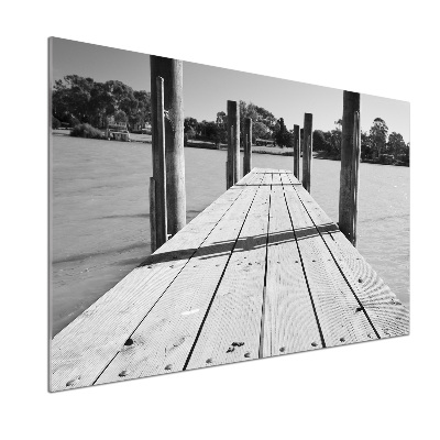 Pannello paraschizzi cucina con motivo molo in legno