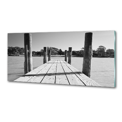 Pannello paraschizzi cucina con motivo molo in legno