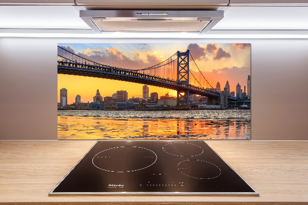 Rivestimento parete cucina con motivo Ponte di Filadelfia