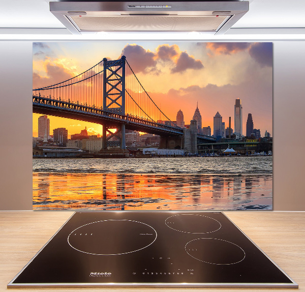 Rivestimento parete cucina con motivo Ponte di Filadelfia