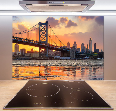 Rivestimento parete cucina con motivo Ponte di Filadelfia