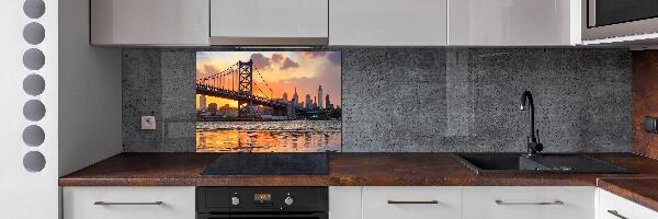 Rivestimento parete cucina con motivo Ponte di Filadelfia