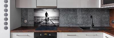 Pannello retrocucina con stampa raffigurante un chitarrista sul molo