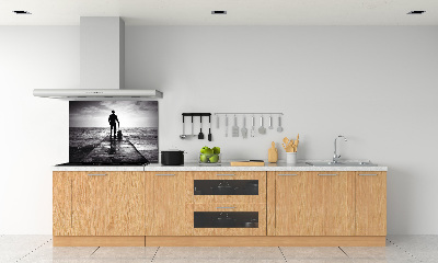 Pannello retrocucina con stampa raffigurante un chitarrista sul molo