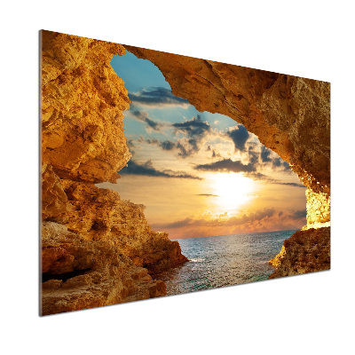 Pannello paraschizzi cucina con stampa raffigurante una grotta sul mare