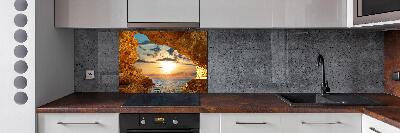 Pannello paraschizzi cucina con stampa raffigurante una grotta sul mare