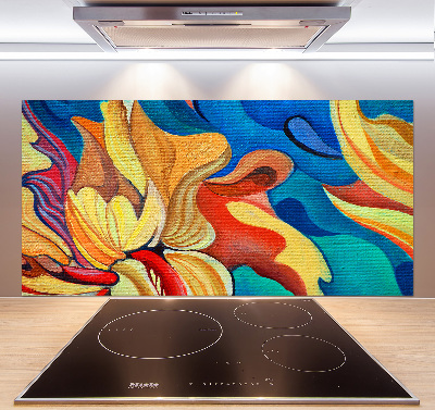 Rivestimento parete cucina con motivo a fiore astratto