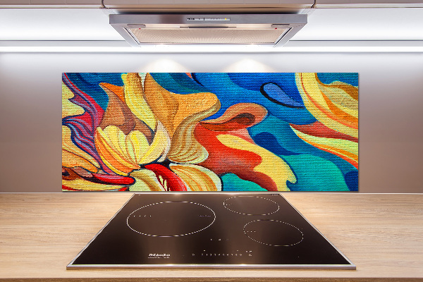 Rivestimento parete cucina con motivo a fiore astratto