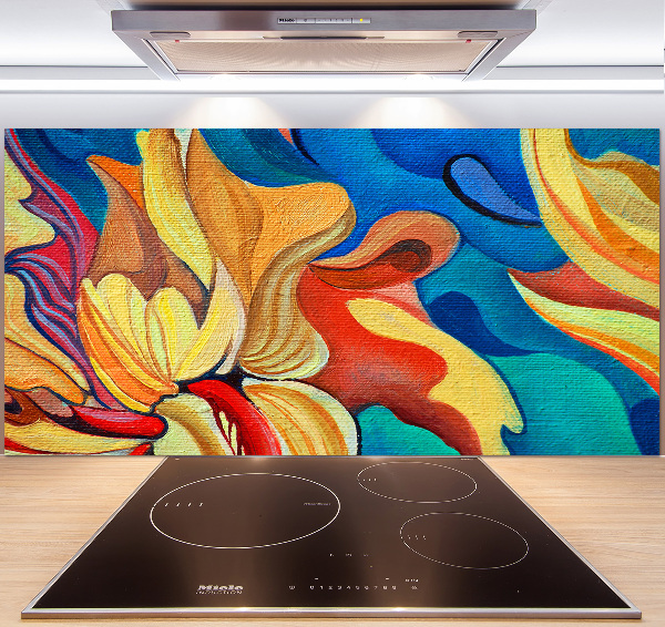 Rivestimento parete cucina con motivo a fiore astratto