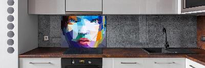 Pannello retrocucina con stampa di donna astratta