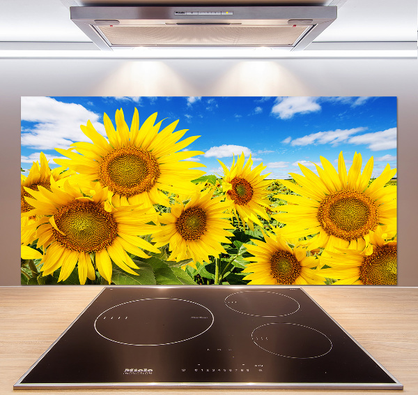Rivestimento parete cucina con motivo di girasoli