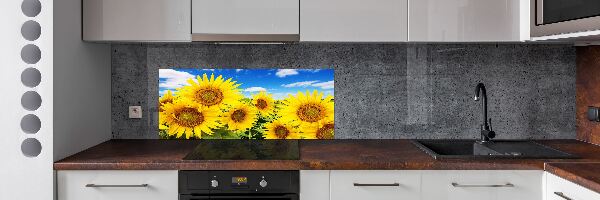 Rivestimento parete cucina con motivo di girasoli