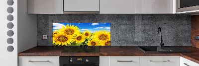 Rivestimento parete cucina con motivo di girasoli