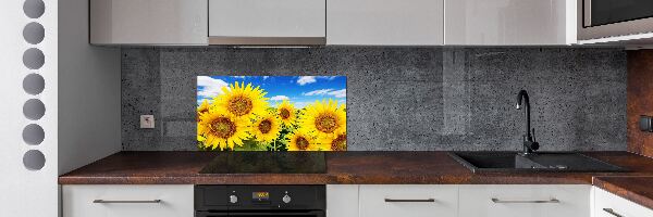 Rivestimento parete cucina con motivo di girasoli