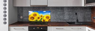Rivestimento parete cucina con motivo di girasoli