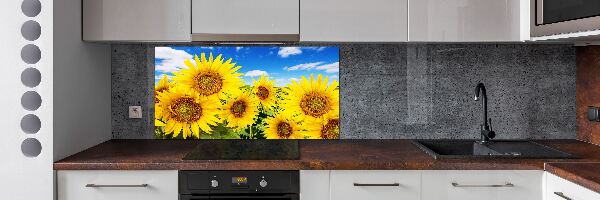 Rivestimento parete cucina con motivo di girasoli