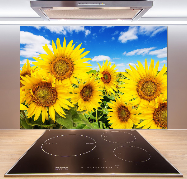 Rivestimento parete cucina con motivo di girasoli