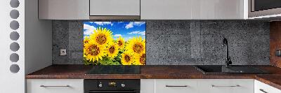 Rivestimento parete cucina con motivo di girasoli