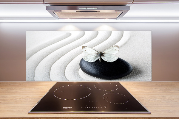 Pannello retrocucina con motivo Pietra Zen e farfalla