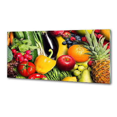 Rivestimento parete cucina con motivo di verdura e frutta