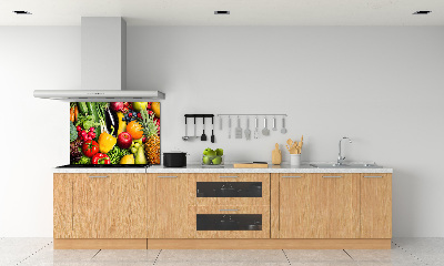 Rivestimento parete cucina con motivo di verdura e frutta