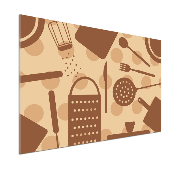 Rivestimento parete cucina con motivi a tema utensili da cucina