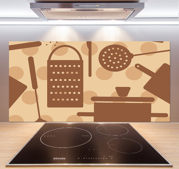 Rivestimento parete cucina con motivi a tema utensili da cucina