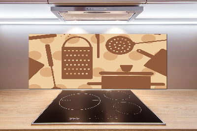 Rivestimento parete cucina con motivi a tema utensili da cucina