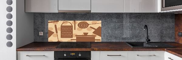 Rivestimento parete cucina con motivi a tema utensili da cucina
