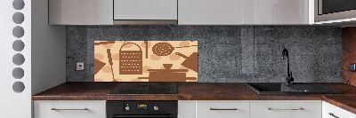 Rivestimento parete cucina con motivi a tema utensili da cucina