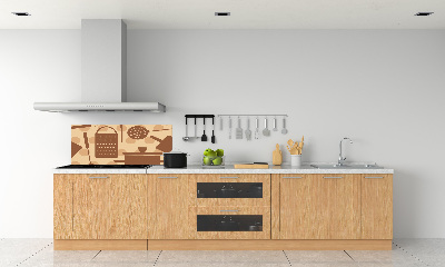 Rivestimento parete cucina con motivi a tema utensili da cucina