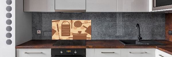 Rivestimento parete cucina con motivi a tema utensili da cucina