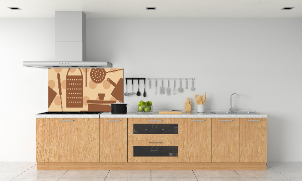Rivestimento parete cucina con motivi a tema utensili da cucina