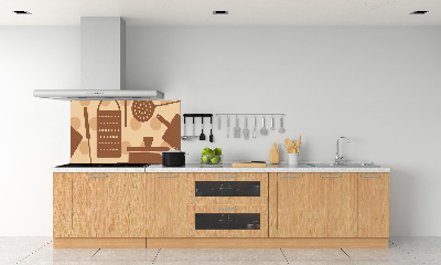 Rivestimento parete cucina con motivi a tema utensili da cucina