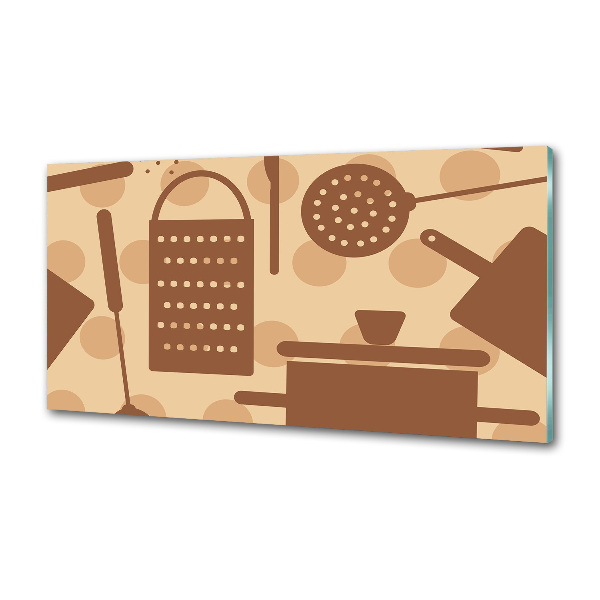 Rivestimento parete cucina con motivi a tema utensili da cucina